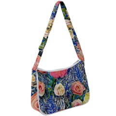 Captivating Watercolor Flowers Zip Up Shoulder Bag by GardenOfOphir