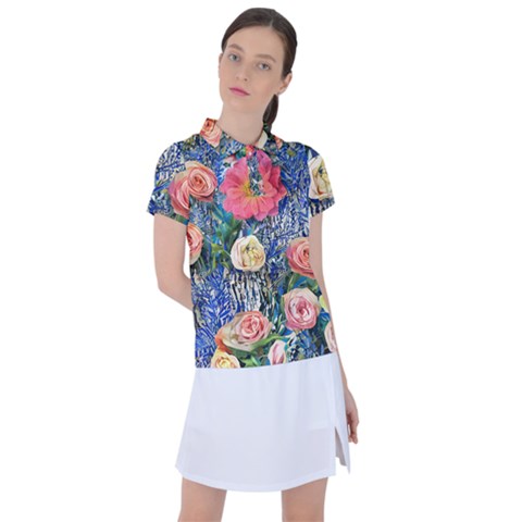 Captivating Watercolor Flowers Women s Polo Tee by GardenOfOphir