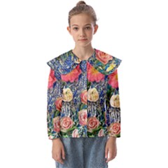 Captivating Watercolor Flowers Kids  Peter Pan Collar Blouse by GardenOfOphir