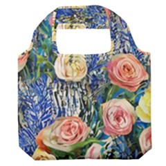 Captivating Watercolor Flowers Premium Foldable Grocery Recycle Bag by GardenOfOphir