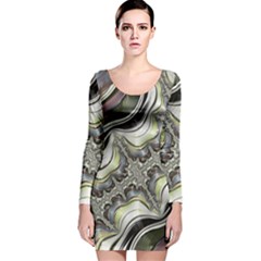 Fractal Background Pattern Texture Abstract Design Art Long Sleeve Velvet Bodycon Dress