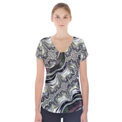 Fractal Background Pattern Texture Abstract Design Art Short Sleeve Front Detail Top by Ravend