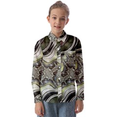 Fractal Background Pattern Texture Abstract Design Art Kids  Long Sleeve Shirt by Ravend