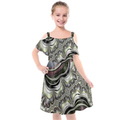 Fractal Background Pattern Texture Abstract Design Art Kids  Cut Out Shoulders Chiffon Dress by Ravend