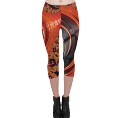 Fractal Background Pattern Texture Abstract Design Capri Leggings  by Ravend