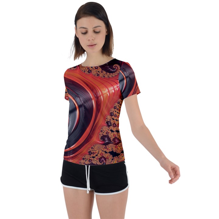 Fractal Background Pattern Texture Abstract Design Back Circle Cutout Sports Tee