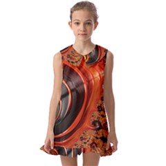 Fractal Background Pattern Texture Abstract Design Kids  Pilgrim Collar Ruffle Hem Dress by Ravend