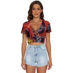 Fractal Background Pattern Texture Abstract Design V-neck Crop Top by Ravend