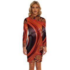 Fractal Background Pattern Texture Abstract Design Long Sleeve Shirt Collar Bodycon Dress by Ravend