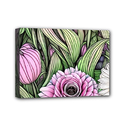 Sumptuous Watercolor Flowers Mini Canvas 7  X 5  (stretched) by GardenOfOphir