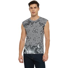 Fractal Background Pattern Texture Abstract Design Silver Men s Raglan Cap Sleeve Tee