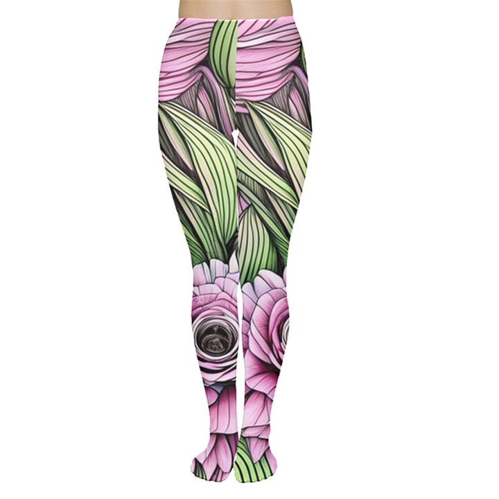 Sumptuous Watercolor Flowers Tights