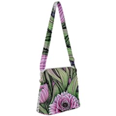 Sumptuous Watercolor Flowers Zipper Messenger Bag by GardenOfOphir