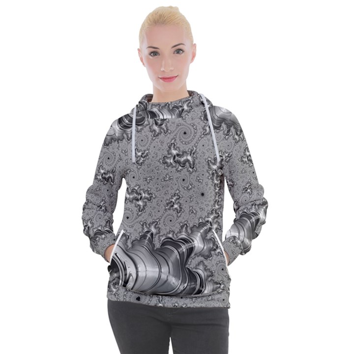 Fractal Background Pattern Texture Abstract Design Silver Women s Hooded Pullover