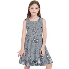 Fractal Background Pattern Texture Abstract Design Silver Kids  Skater Dress by Ravend