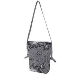 Fractal Background Pattern Texture Abstract Design Silver Folding Shoulder Bag by Ravend