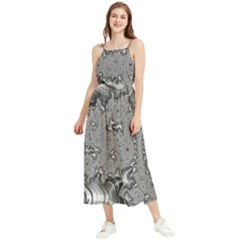 Fractal Background Pattern Texture Abstract Design Silver Boho Sleeveless Summer Dress by Ravend