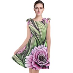 Sumptuous Watercolor Flowers Tie Up Tunic Dress by GardenOfOphir