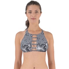 Fractal Background Pattern Texture Abstract Design Silver Perfectly Cut Out Bikini Top by Ravend