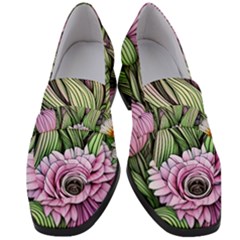 Sumptuous Watercolor Flowers Women s Chunky Heel Loafers by GardenOfOphir