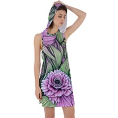 Sumptuous Watercolor Flowers Racer Back Hoodie Dress by GardenOfOphir