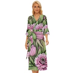 Sumptuous Watercolor Flowers Midsummer Wrap Dress by GardenOfOphir