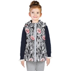 Luxurious Watercolor Flowers Kids  Hooded Puffer Vest by GardenOfOphir