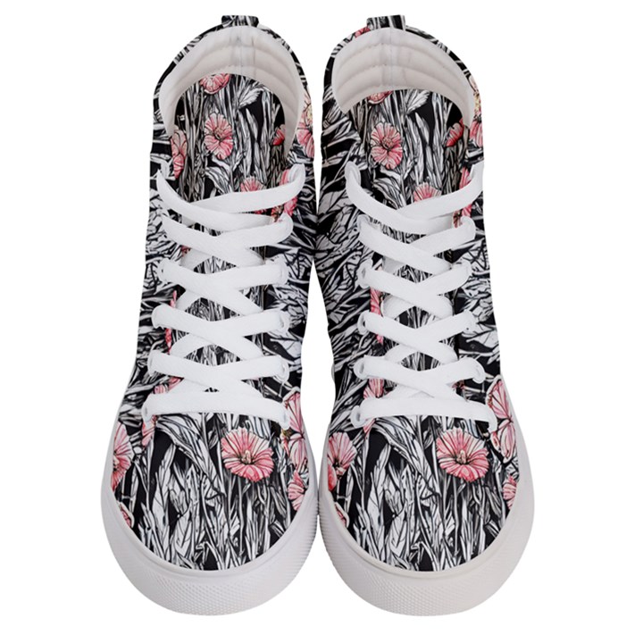 Luxurious Watercolor Flowers Women s Hi-Top Skate Sneakers