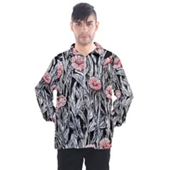 Luxurious Watercolor Flowers Men s Half Zip Pullover by GardenOfOphir