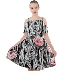 Luxurious Watercolor Flowers Cut Out Shoulders Chiffon Dress by GardenOfOphir