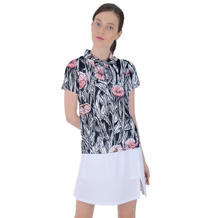 Luxurious Watercolor Flowers Women s Polo Tee