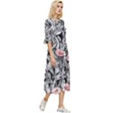 Luxurious Watercolor Flowers Double Cuff Midi Dress View3