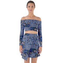 Fractal Background Pattern Texture Abstract Design Pattern Off Shoulder Top With Skirt Set by Ravend