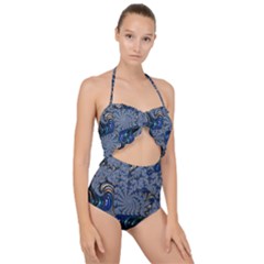 Fractal Background Pattern Texture Abstract Design Pattern Scallop Top Cut Out Swimsuit by Ravend