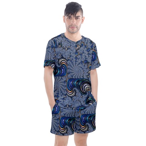 Fractal Background Pattern Texture Abstract Design Pattern Men s Mesh Tee And Shorts Set by Ravend