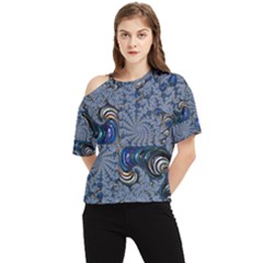 Fractal Background Pattern Texture Abstract Design Pattern One Shoulder Cut Out Tee by Ravend