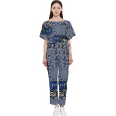 Fractal Background Pattern Texture Abstract Design Pattern Batwing Lightweight Chiffon Jumpsuit by Ravend