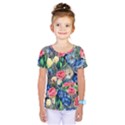 Exquisite Watercolor Flowers Kids  One Piece Tee View1