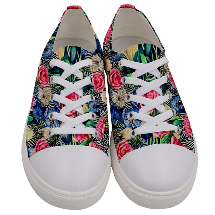 Exquisite Watercolor Flowers Men s Low Top Canvas Sneakers