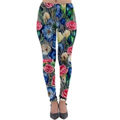 Exquisite Watercolor Flowers Lightweight Velour Leggings by GardenOfOphir