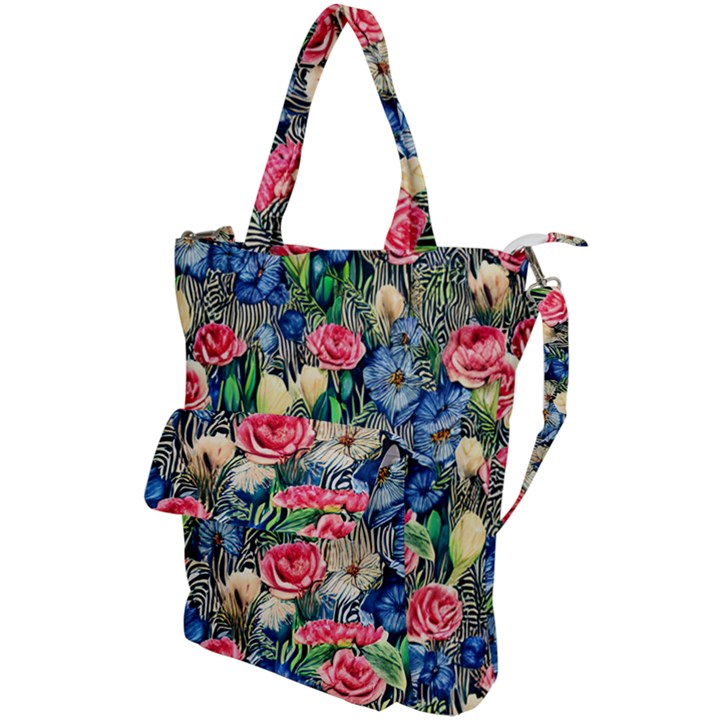 Exquisite Watercolor Flowers Shoulder Tote Bag