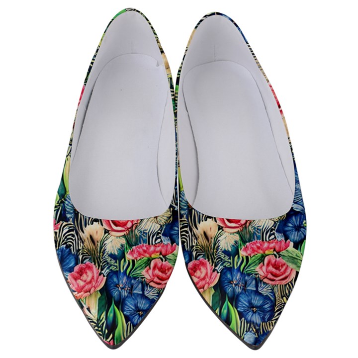 Exquisite Watercolor Flowers Women s Low Heels