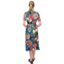 Exquisite Watercolor Flowers Keyhole Neckline Chiffon Dress View2