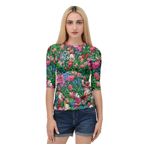 Dazzling Watercolor Flowers Quarter Sleeve Raglan Tee by GardenOfOphir