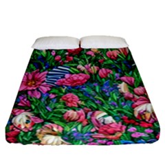 Dazzling Watercolor Flowers Fitted Sheet (queen Size) by GardenOfOphir