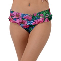 Dazzling Watercolor Flowers Frill Bikini Bottoms by GardenOfOphir