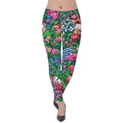 Dazzling Watercolor Flowers Velvet Leggings by GardenOfOphir