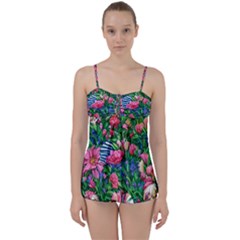 Dazzling Watercolor Flowers Babydoll Tankini Set by GardenOfOphir