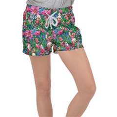 Dazzling Watercolor Flowers Velour Lounge Shorts by GardenOfOphir