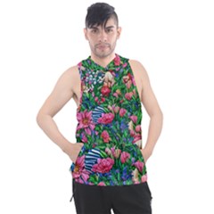 Dazzling Watercolor Flowers Men s Sleeveless Hoodie by GardenOfOphir